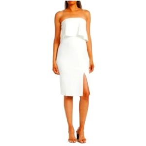 Donna Morgan Dresses White Strapless Midi Dress Size 6